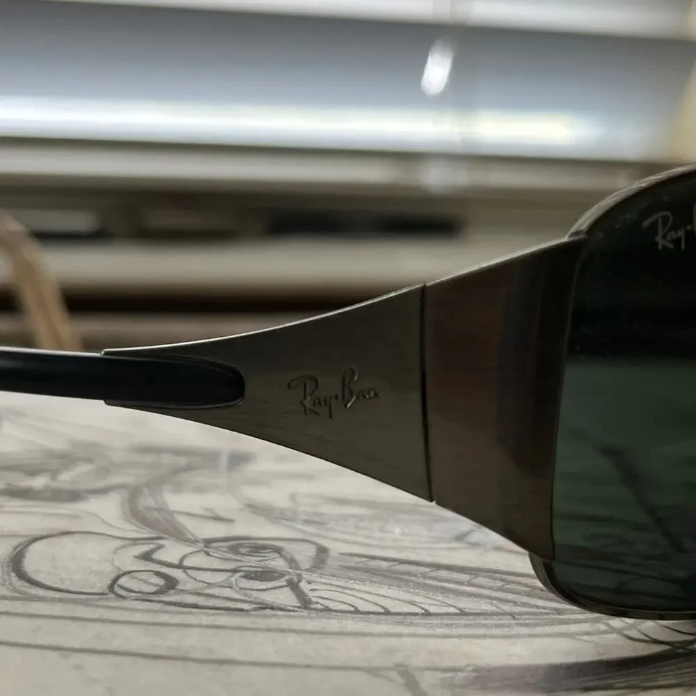 Stainless steel Ray Bans aluminum frame black lenses